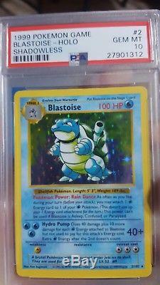 1999 Base De Pokémon Shadowless Blastoise Set 2/102, Psa 10 Gem Mint Rare