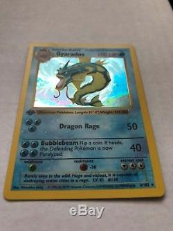 1999 Carte Pokémon 1ère Édition Ensemble De Base De Gyarados Sans Ombres 6/102 Holo Rare