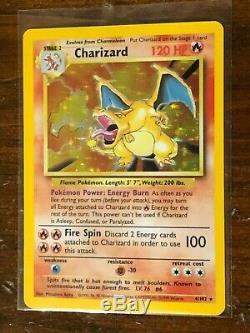 1999 Carte Pokémon Jeu De Base Charizard Illimité Holo Rare 4/102 Wotc Nm / Mint