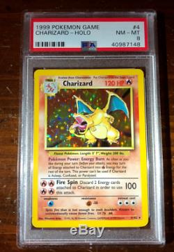 1999 Jeu De Cartes Pokemon Jeu De Base Charizard Unlimited Holo Rare 4/102 Psa 8