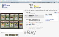 1999 Pokemon 1er Ed Shadowless 70 102 Complet 33 Set De Base Formateur De Carte Psa 10