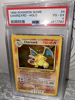 1999 Pokemon Charizard Holo Card Psa 4 4/102 Ensemble De Base Rare Illimitée Avant Propre