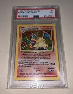 1999 Pokemon Charizard Holo Carte # 4 Psa Graded Near Mint 7 De Base Rare