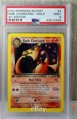 1ère Ed Dark Charizard Holo Rare Wotc Carte Pokémon 4/82 Set De Fusées Psa 9 Neuf