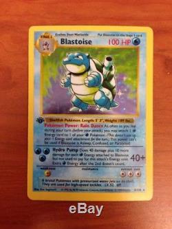 1ère Édition Shadowless Blastoise Holo Rare Base De Base Pokemon Trading Card Nm