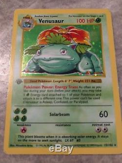 1ère Édition Venusaur Pokemon Card Base Set Rare Holofoil Bulbasaur Stage III