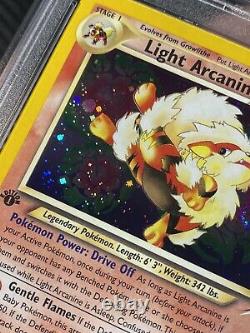 2002 Neo Destiny Pokemon Card Light Arcanine 12/ 1ère Édition Psa 10 Gem M Swirl