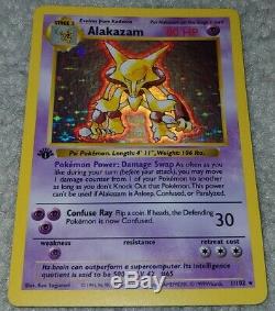 Alakazam 1/102 1ère Édition First Ed De Base Ultra Rare Holo Foil Carte Pokemon