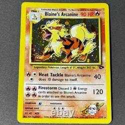 Arcanine de Blaine 1/132 Défi de Gym Holo BLEED 2000 Carte Pokémon MINT + SWIRL