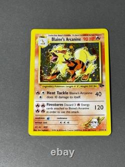 Arcanine de Blaine 1/132 Défi de Gym Holo BLEED 2000 Carte Pokémon MINT + SWIRL