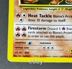 Arcanine de Blaine 1/132 Défi de Gym Holo BLEED 2000 Carte Pokémon MINT + SWIRL