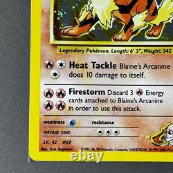 Arcanine de Blaine 1/132 Défi de Gym Holo BLEED 2000 Carte Pokémon MINT + SWIRL
