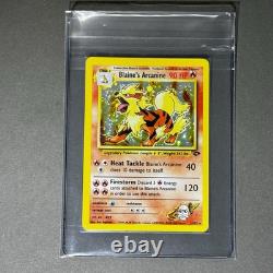 Arcanine de Blaine 1/132 Défi de Gym Holo BLEED 2000 Carte Pokémon MINT + SWIRL