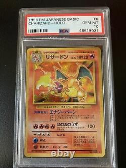 Base De Charzard Set Psa 10 Gem Monnaie Japonais 1996 Holo Pm Pokemon Carte # 6 Recrue
