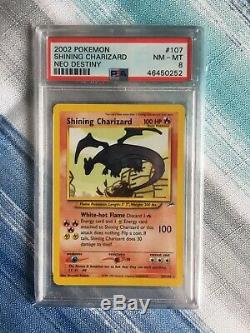 Brillant Charizard Carte Pokemon Neo Destin 107/105 Secrète Rare Psa Graded 8 Nm-m