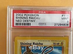 Brillant Raichu 111/105 Psa Graded 9 Neo Destiny Secret Rare Carte Pokémon