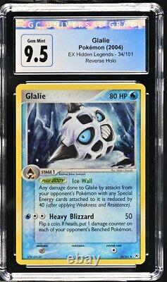 CGC 9.5 Maintenant 10 2004 Pokemon Glalie Reverse Holo 34/101 EX Légendes Cachées