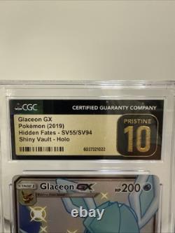 CGC Pristine 10 Glaceon GX SV55/SV94 Destins Cachés Coffre Brillant Ultra Rare