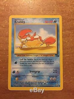 Carte À Collectionner Pokemon À Partir Des Années 1990 Krabby # 51/62 État Neuf! Rare