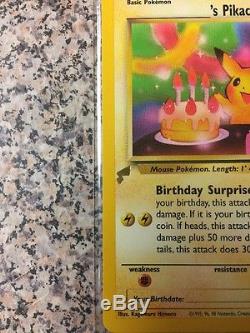 Carte De Pokémon Pikachu Joyeux Anniversaire Tail Stamp Promo Erreur Misprint Rare