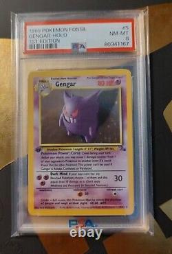 Carte Pokemon 1999 Fossil GENGAR Holo Rare 1ère édition 5/62 PSA 8 Noté