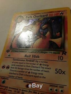 Carte Pokemon 1ère Édition Sombre Charizard (4/82) Team Rocket Rare Holo Exc
