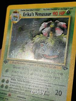 Carte Pokemon 1ère Édition Vénusaur d'Erika Défi du Gymnase 4/132 Holo Rare