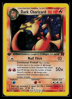 Carte Pokemon 1ère édition Dark Charizard de la Team Rocket 4/82 Holo Rare