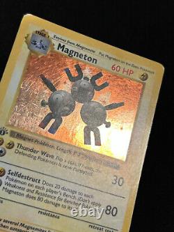 Carte Pokémon 1ère édition Magnéton Set de Base (sans ombre) 9/102 Rare Holo