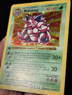 Carte Pokemon 1ère édition Nidoking Base Set (Sans ombre) 11/102 Rare Holo