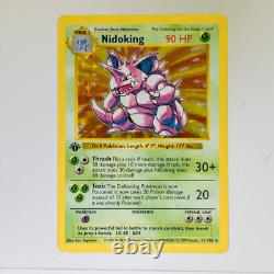 Carte Pokemon Base 11/102 NIDOKING (holo-foil) 1ère édition Jouée