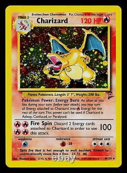 Carte Pokemon Charizard Base Set 2 4/130 Holo Rare SWIRL