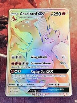 Carte Pokémon Charizard GX 150/147 Rainbow Secrète Rare Brûlant Ombres Près du Menthe