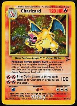 Carte Pokemon Charizard Set de Base 2 4/130 Holo Rare Swirl