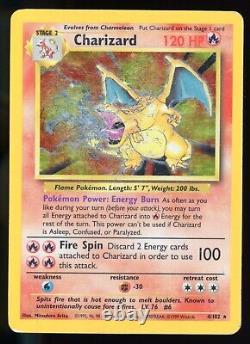 Carte Pokemon Holo Rare Charizard Base Set 4/102 Illimité WOTC C2