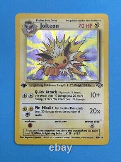 Carte Pokémon JOLTEON WOTC 1re Édition Jungle 4/64 HOLO LP