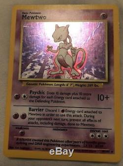 Carte Pokémon Mewtwo Holo - 1995 Objet De Collectionneur Rare Et Authentique # 10/102 Livraison Gratuite