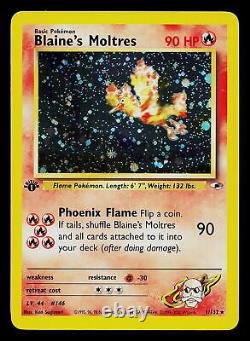 Carte Pokemon Moltres de Blaine du Set Gym Heroes 1ère édition 1/132 Holo Rare