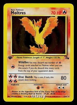 Carte Pokemon PAS de MIRROR Moltres Fossil 1ère édition 12/62 Holo Rare