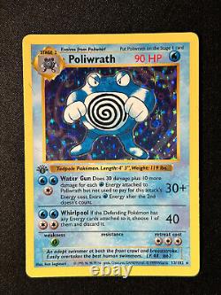 Carte Pokemon Poliwrath Base Set 1ère édition 13/102 Holo Rare