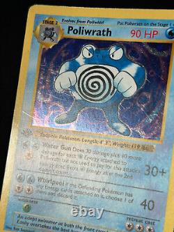 Carte Pokemon Poliwrath Base Set 1ère édition 13/102 Holo Rare