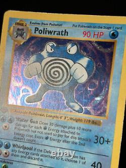 Carte Pokemon Poliwrath Base Set 1ère édition 13/102 Holo Rare