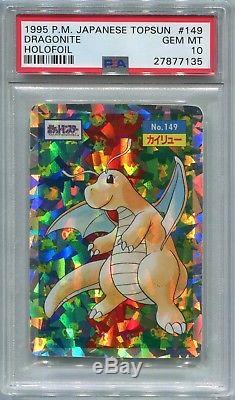 Carte Pokémon Promo Japonaise 1995 Topsun Dragonite Holo Blue Retour Psa 10 Gem Mint