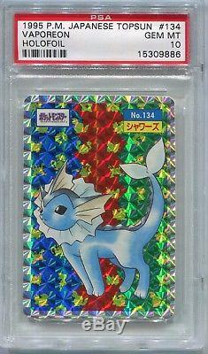 Carte Pokémon Promo Japonaise 1995 Topsun Vaporeon Holo Blue Psa 10 Gem Mint