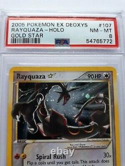 Carte Pokemon Psa 8 Nm-mt Gold Star Rayquaza Ex Désoxys Ultra Rare Holo 107/107