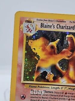 Carte Pokemon TCG Blaine's Charizard 2/132 Gym Challenge WOTC Holo Rare avec des dommages de feu