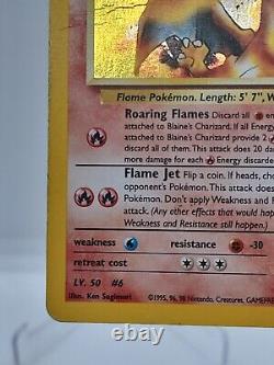 Carte Pokemon TCG Blaine's Charizard 2/132 Gym Challenge WOTC Holo Rare avec des dommages de feu