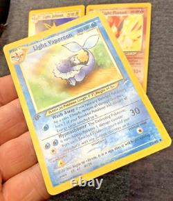 Cartes Pokémon 1ère Édition Ensemble de 3 : Jolteon Lumière, Flareon Lumière, Vaporeon Lumière