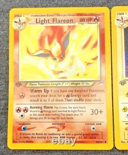 Cartes Pokémon 1ère Édition Ensemble de 3 : Jolteon Lumière, Flareon Lumière, Vaporeon Lumière