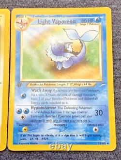 Cartes Pokémon 1ère Édition Ensemble de 3 : Jolteon Lumière, Flareon Lumière, Vaporeon Lumière